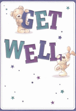 This get well card artwork carries the gentle spirit of Addington, rendered with a playful sensibility that draws the heart in. A tender teddy bear perches on the top of the word 'GET,' its features full of warmth and fuzzy embrace, while a sprightly puppy nestles closely below, nuzzling the bold letters of 'WELL'. The characters, soft and round, are infused with affectionate expressions that lift any clouded mood-much as a walk through Addington's tree-lined avenues soothes the soul. Deep purples and cool teals dance across the text, giving the card a vibrant pulse, while gently shimmering star motifs scatter around, each one a promise of hope shining against a clean, white canvas. The background radiates with a quiet freshness, similar to the bracing air of nearby Addington Hills, reminding one how clarity and calm are essential when health is in question. Subtle textures in the fur and letters invite a sense of touch, as if reaching out to reassure. The thoughtful artistry here mirrors the devotion seen at Addington Flowers, where every bouquet is arranged to gladden and comfort. Together, the soft visuals and uplifting message create a heartfelt offering, much like a personalized floral delivery to someone dearly missed in a local Addington hospital room or home.